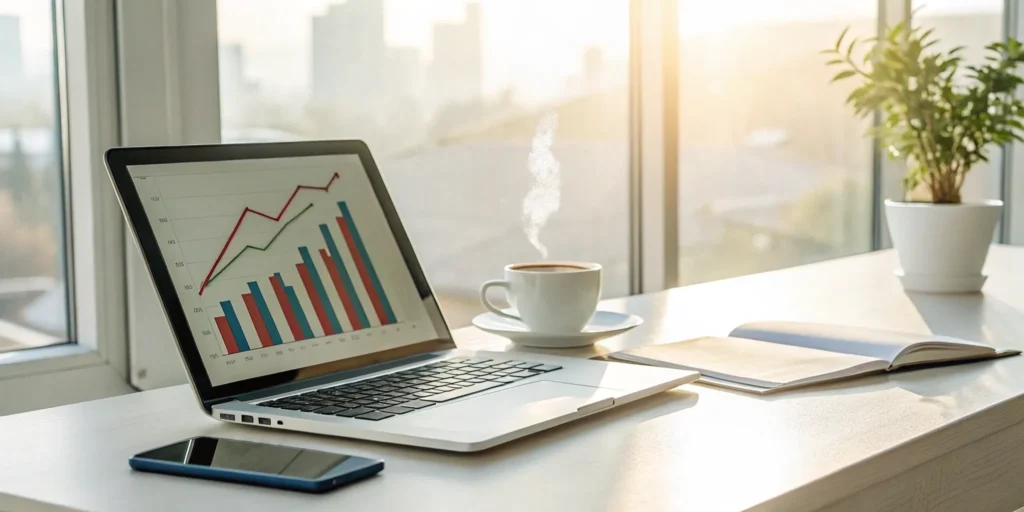 Advanced credit analytics displayed on a laptop.