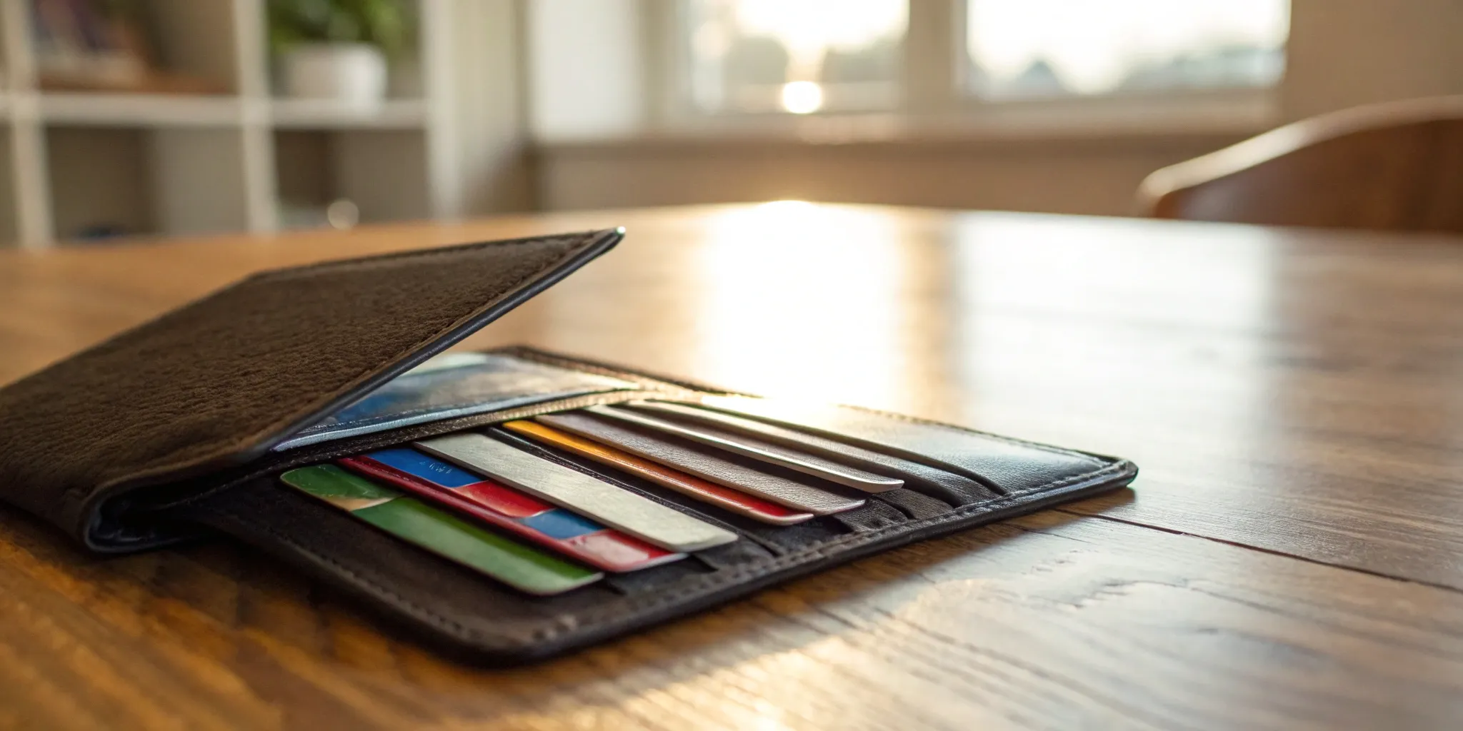 Secured vs. unsecured credit cards in open wallet.