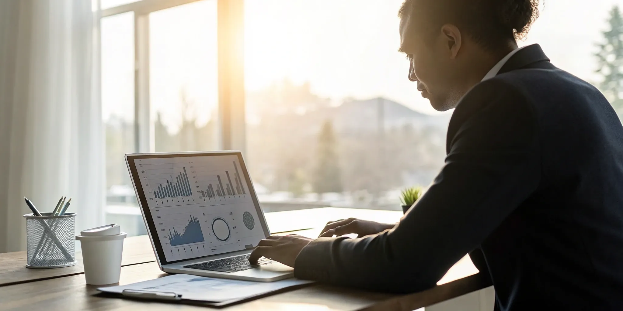 AI credit repair software analyzes data on a laptop.