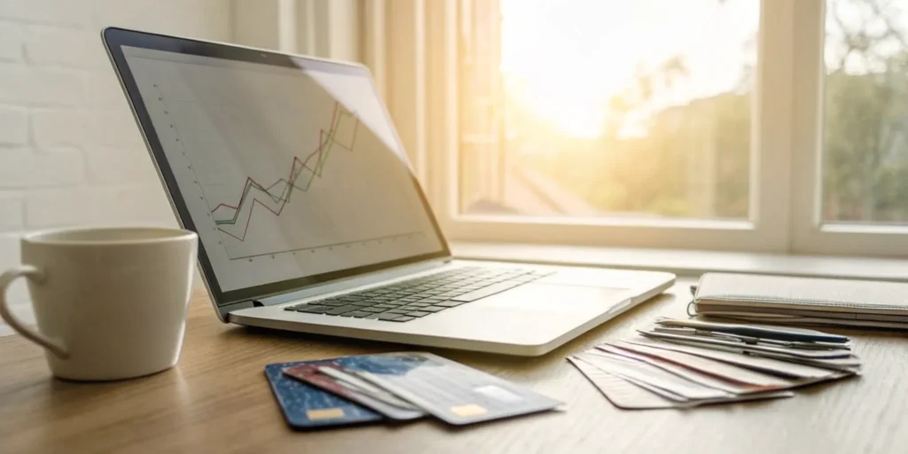 Best credit monitoring service tools displayed on a laptop.