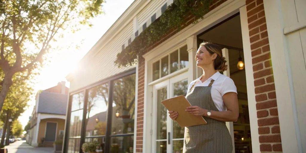 Small business owner planning finances for a loan.