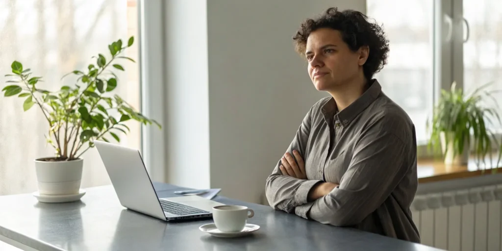 Person at a desk with a laptop working to remove a charge off from their credit report.