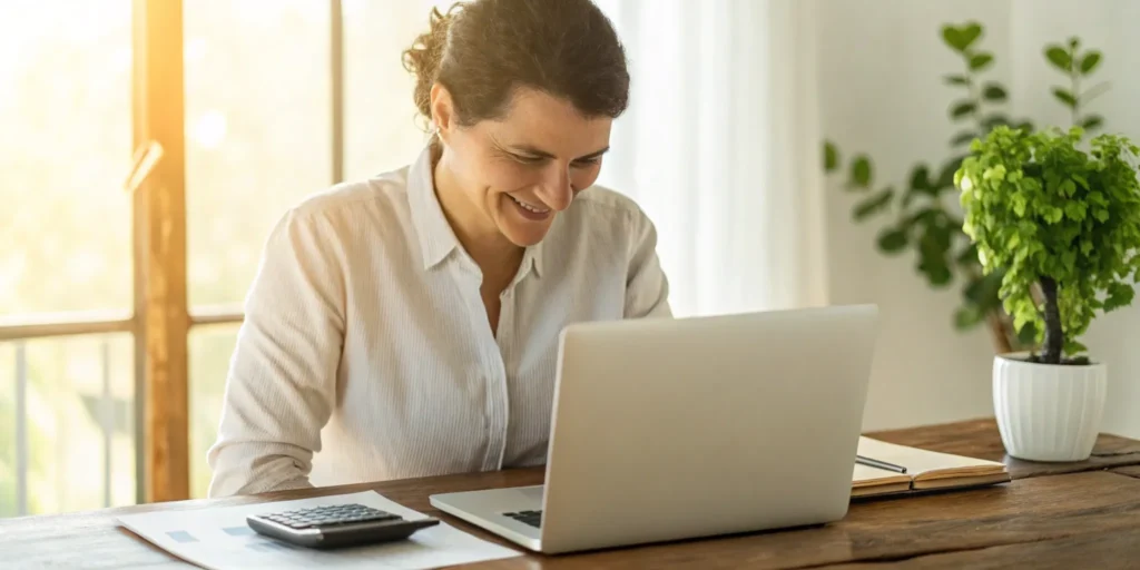 A woman successfully uses her laptop to remove collections from her credit report.