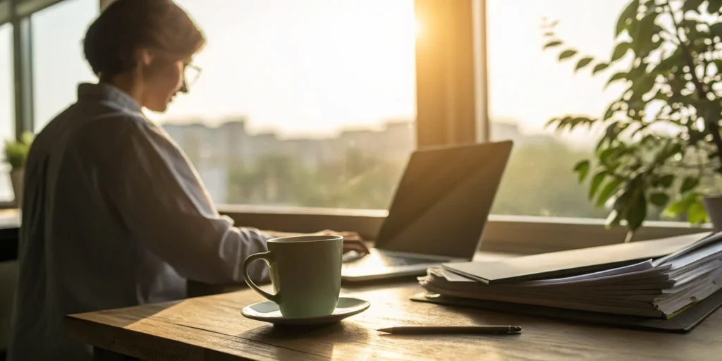 A person using a laptop to remove a collection from their credit report without paying.
