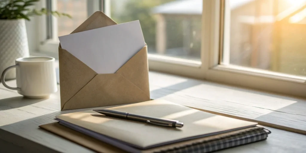 Debt validation letter sample with a pen and envelope on a desk.