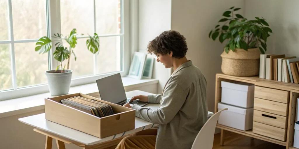 Person writing a collection removal letter for their credit report on a laptop.