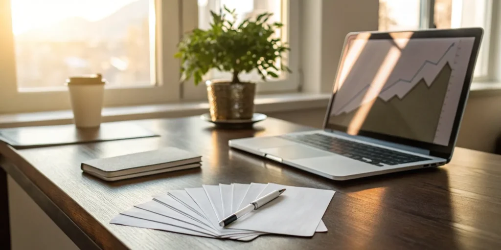 A new LLC owner comparing business credit cards on a laptop.