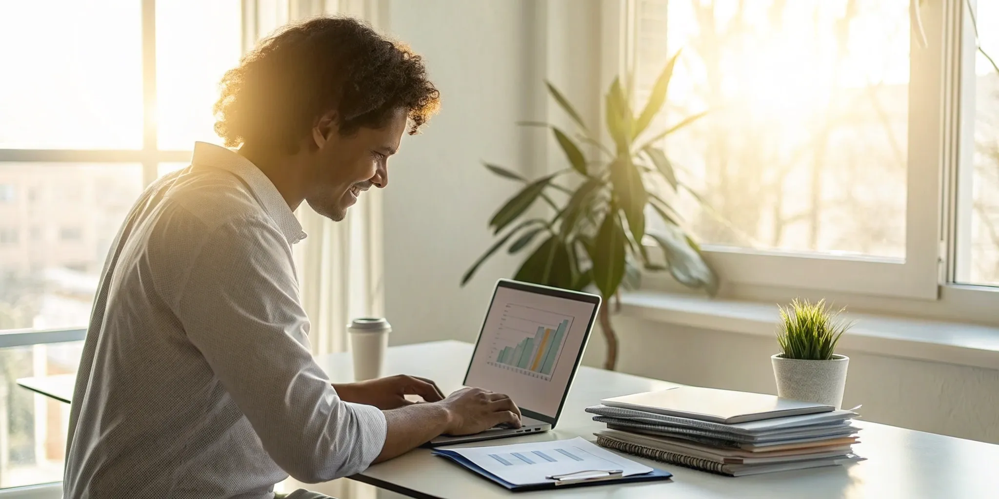Man using a laptop to check and improve his credit score in 30 days.