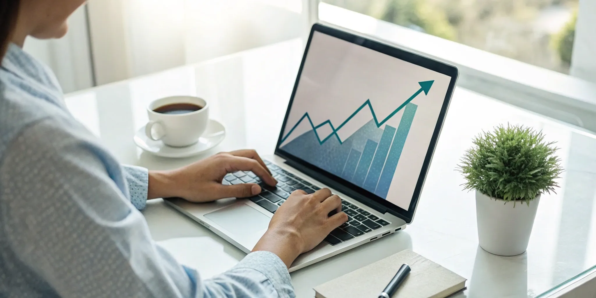 Person using a laptop to check their rising credit score with the best free credit repair software.