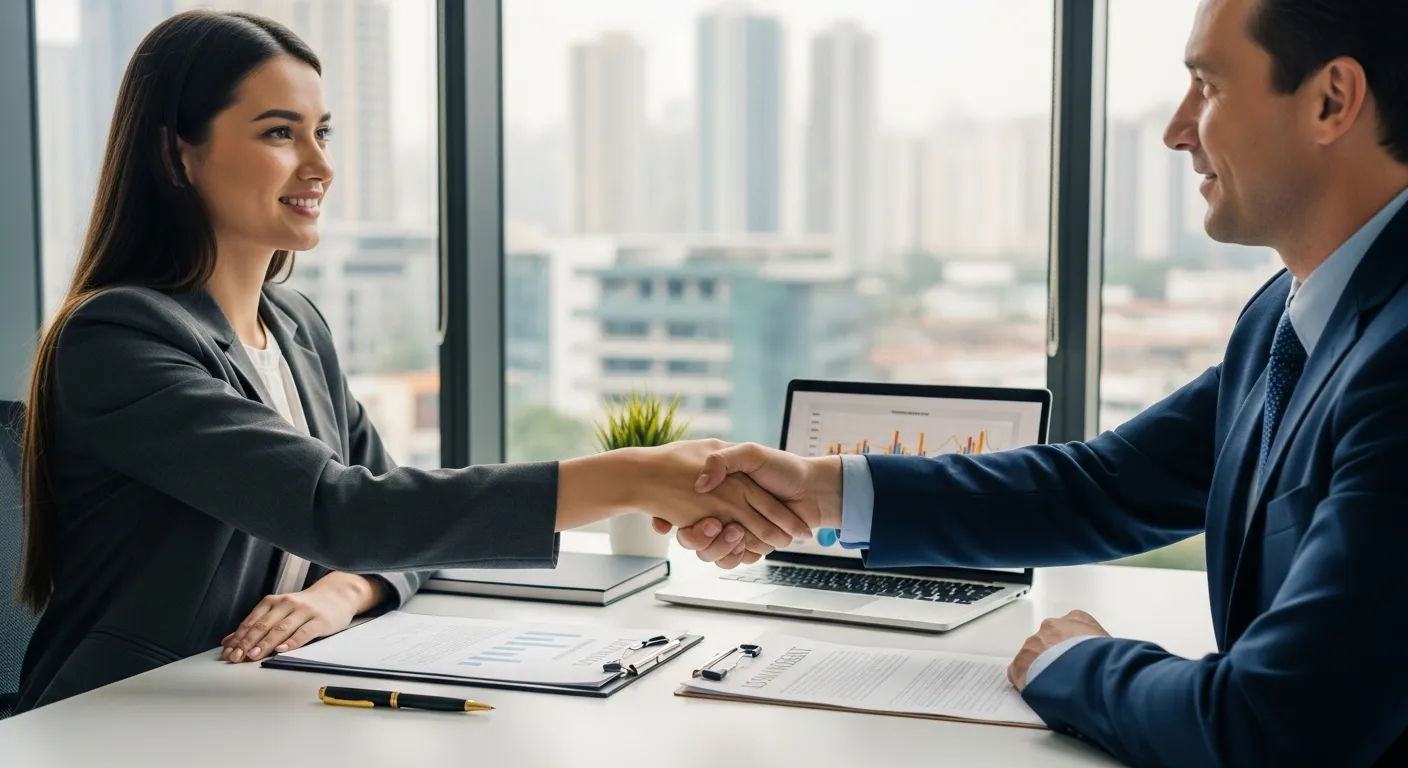 Entrepreneur meeting with an SBA-approved lender to discuss loan application