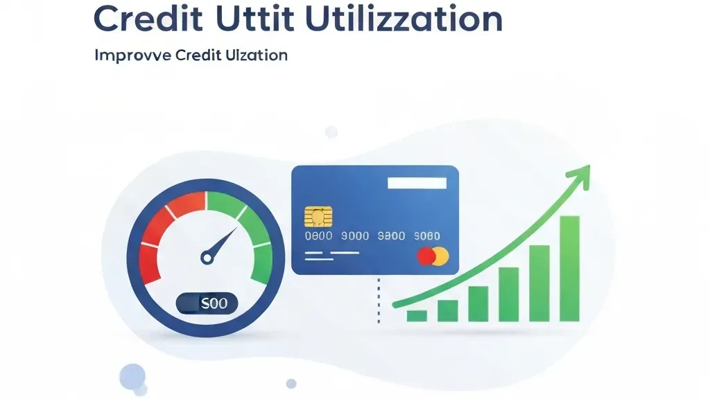 Credit score gauge showing improvement from lowering credit utilization ratio