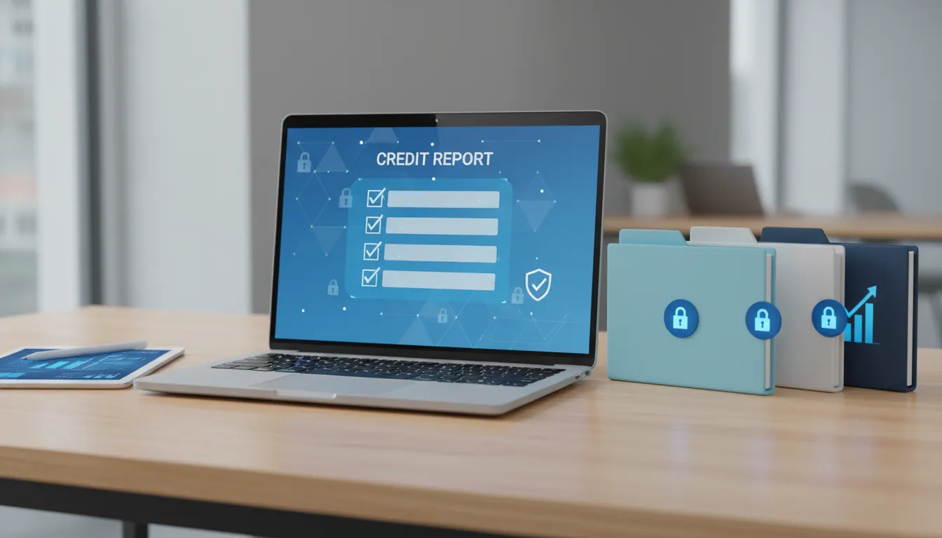 Credit report personal information dispute checklist on a laptop