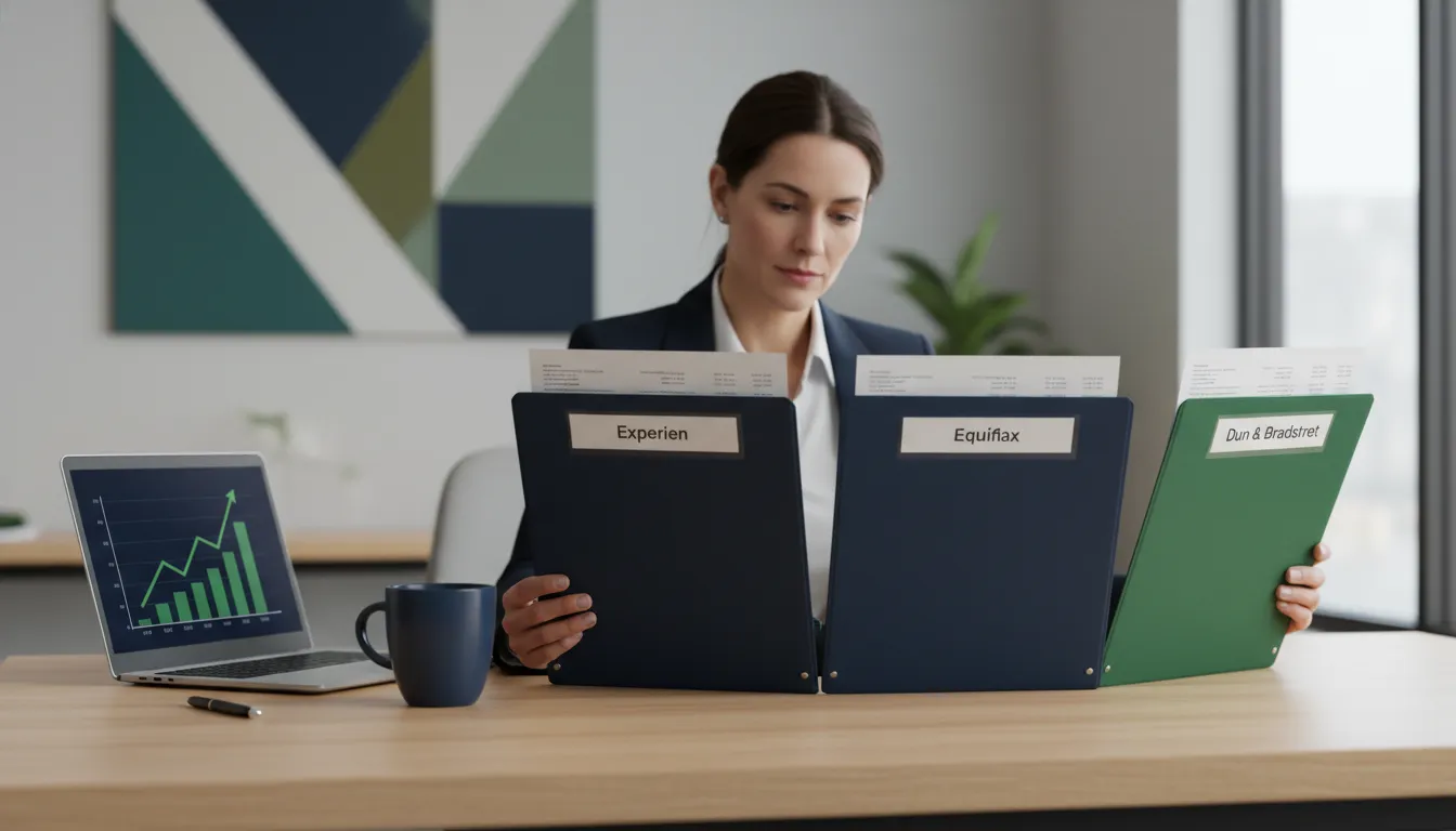 Small business owner reviewing business credit reporting agencies