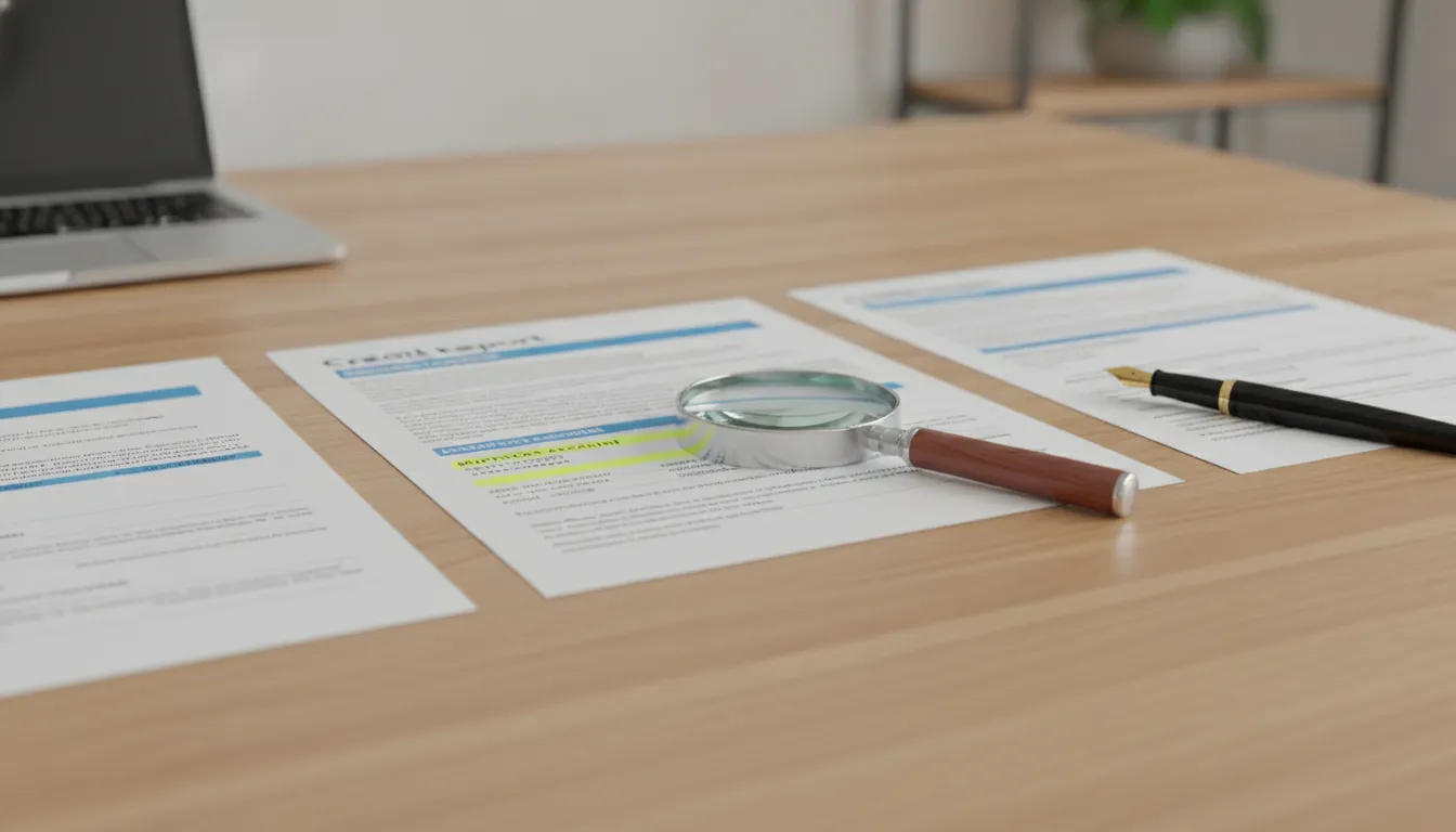 Three credit reports being compared for a duplicate account