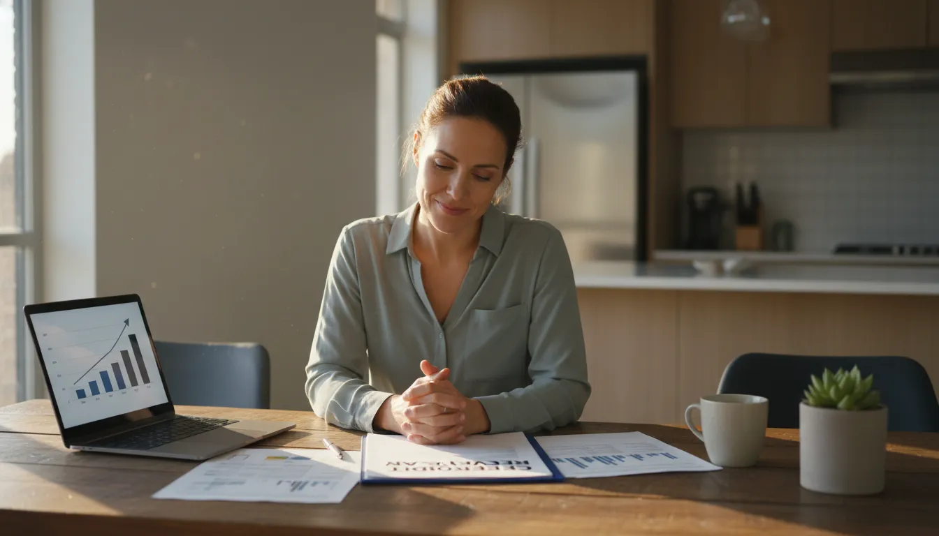 Homeowner reviewing a credit recovery plan after foreclosure