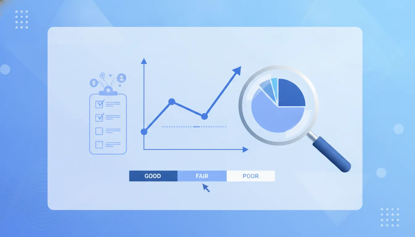 Credit score dashboard with a diagnostic checklist